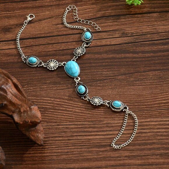 Green Boho Women's western Geometric Metal Alloy Bracelet - Picture 4 of 8